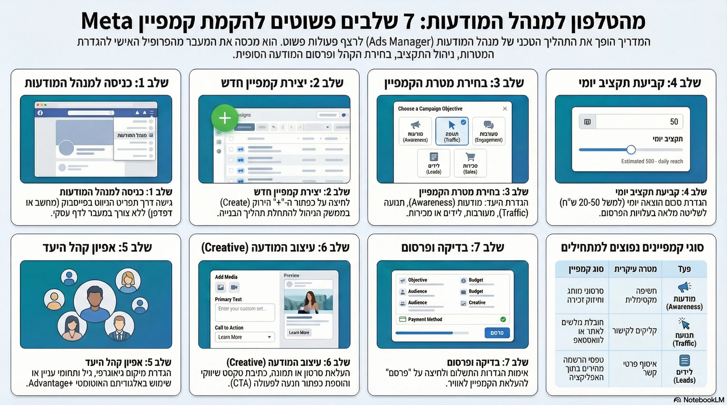 שלבים להעלאת מודעה לפייסבוק ואינסטגרם